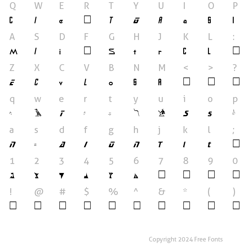 Character Map of Safari Plain