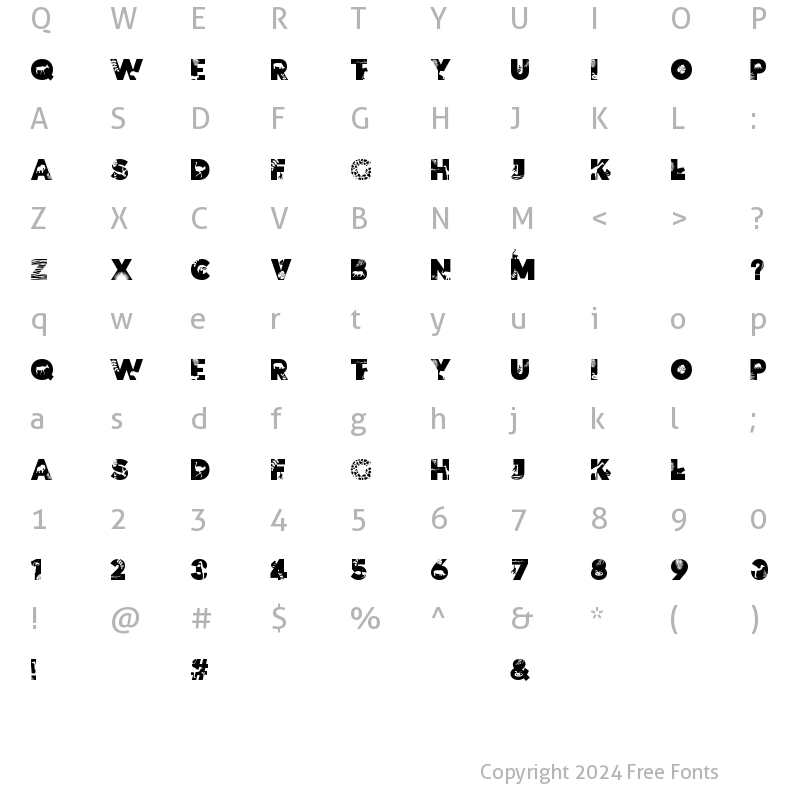 Character Map of Safari Silhouette Font Regular