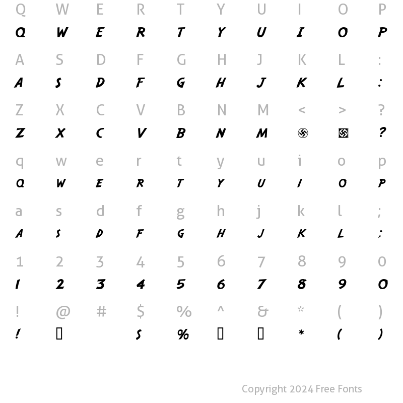 Character Map of SafariRegular Regular