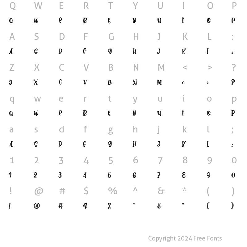 Character Map of saferick Regular