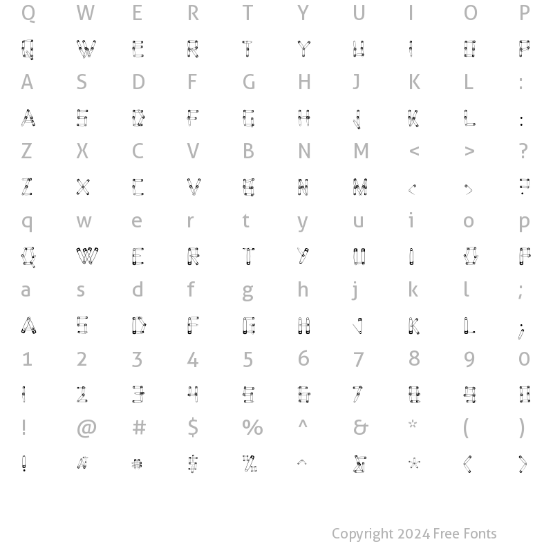 Character Map of SafetyPinned Regular