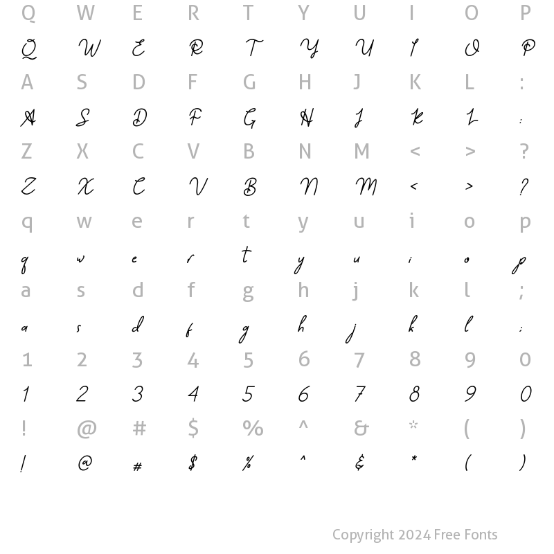 Character Map of Sahur Bosku Comic Italic