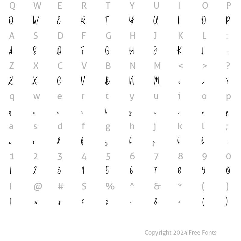 Character Map of Saillendya Regular