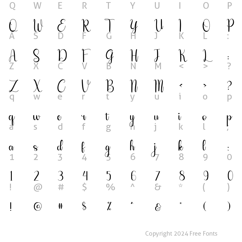 Character Map of Sailyme Regular