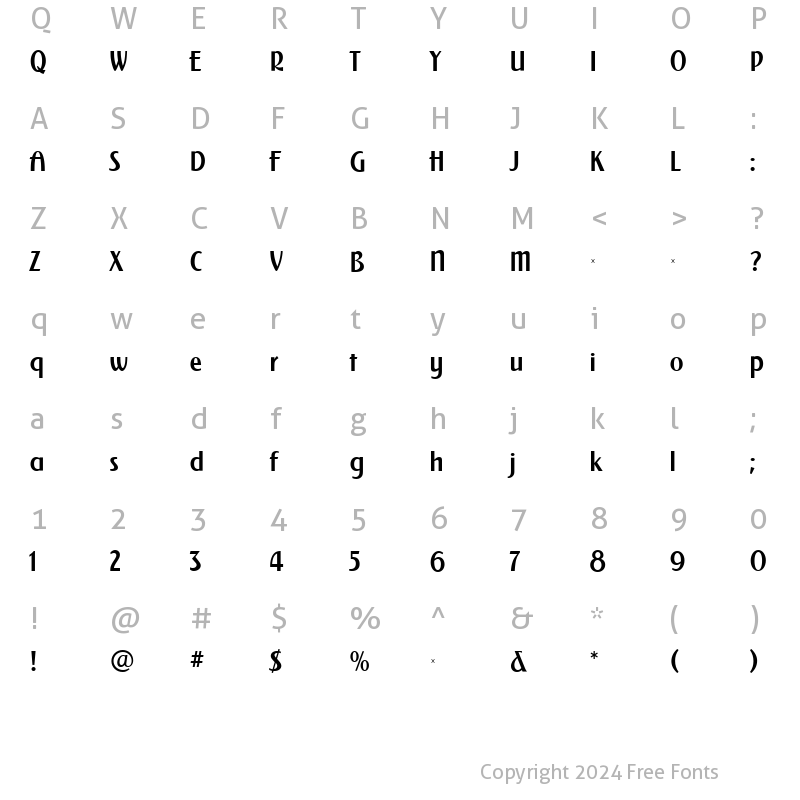 Character Map of SaintLouisBold Roman