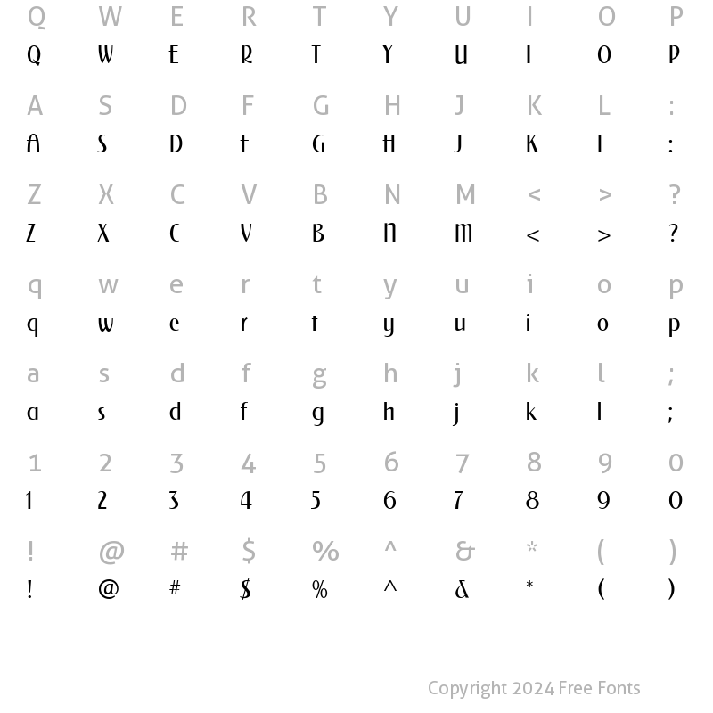 Character Map of SaintLouisLight Roman