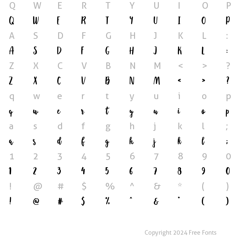 Character Map of Saintpaulia Regular