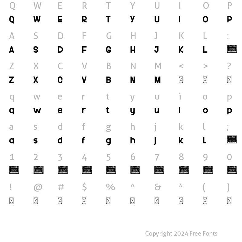 Character Map of Sajola Personal Use