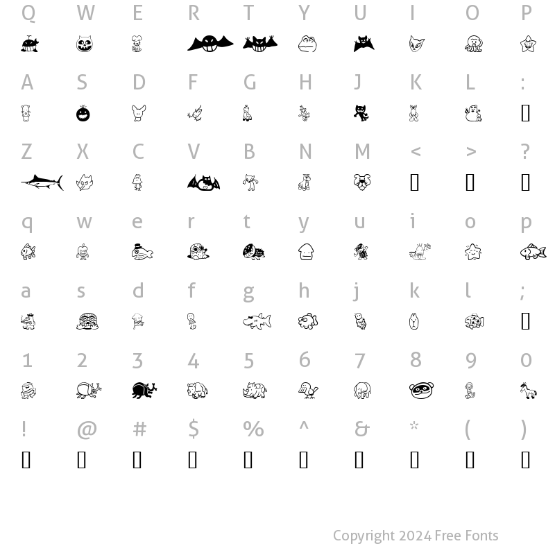 Character Map of SakabeAnimal02 Regular