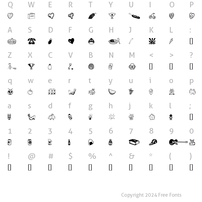 Character Map of SakabeThings01 Regular