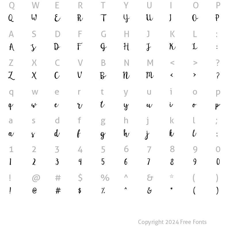 Character Map of Sakra Script Regular