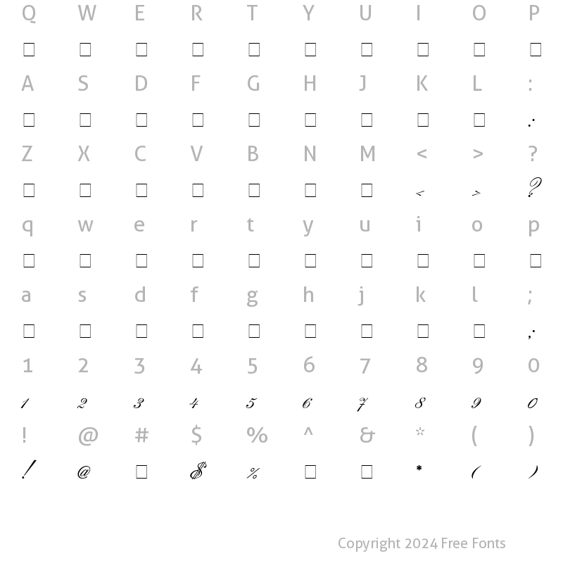 Character Map of Saksonia Regular