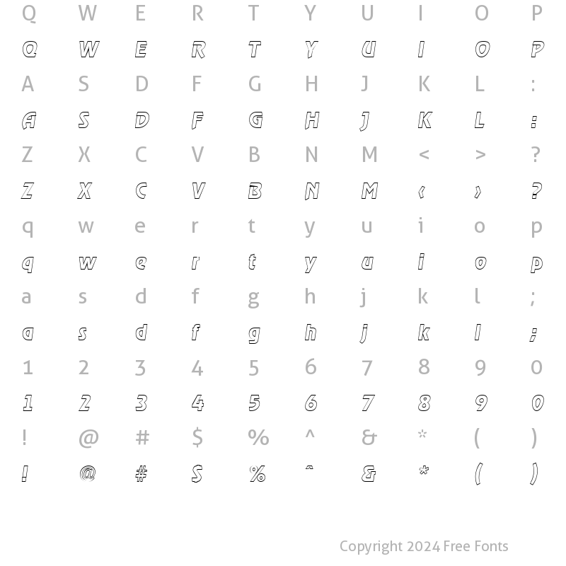 Character Map of SalBeckerOutline BoldItalic