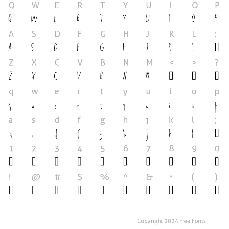 Character Map of salcin Regular