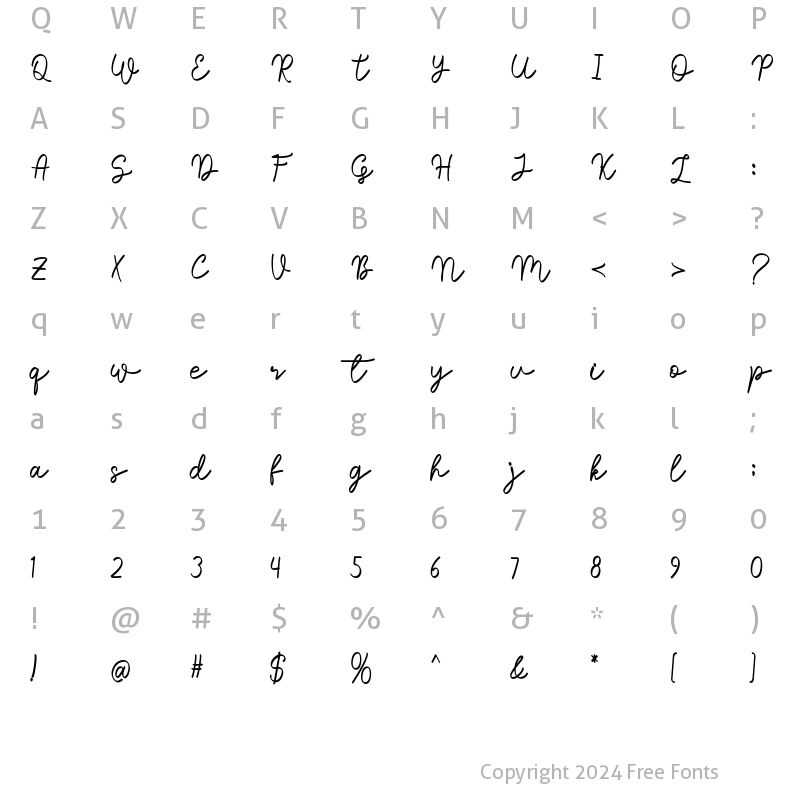 Character Map of Sale Maker Script Script