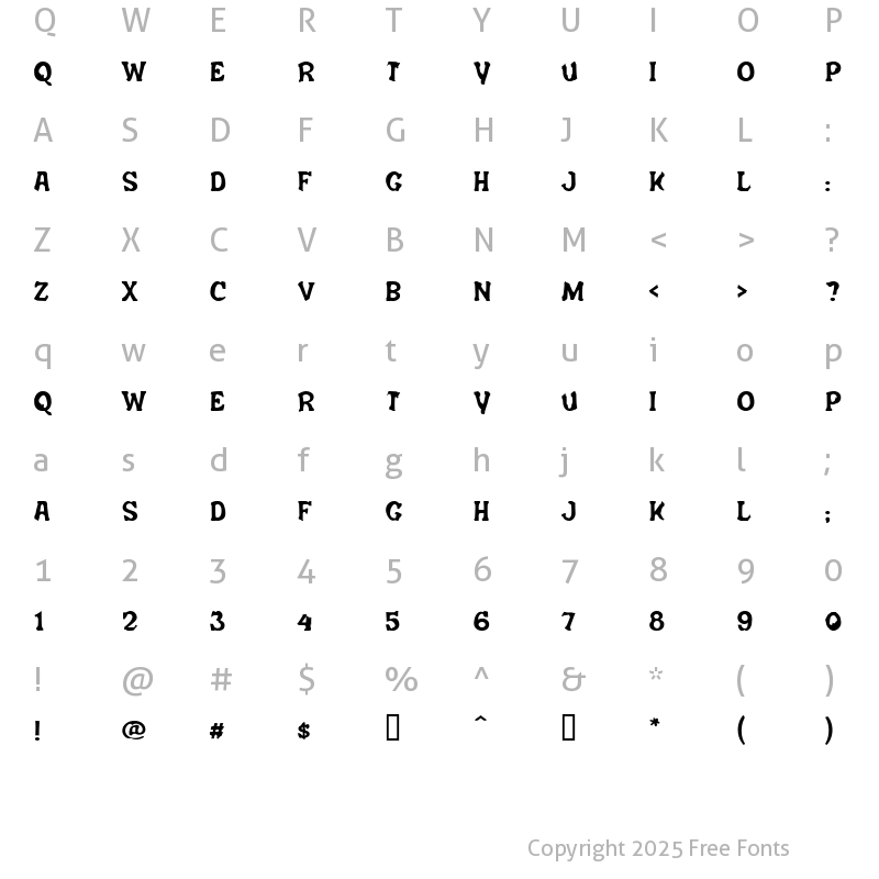 Character Map of Salem Ergotism Regular