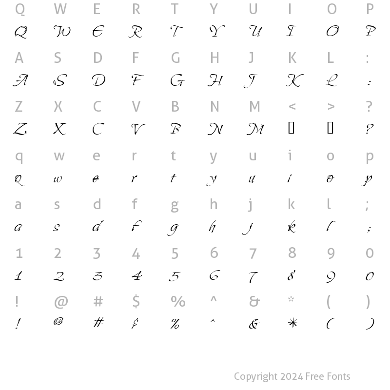 Character Map of Saliere Regular