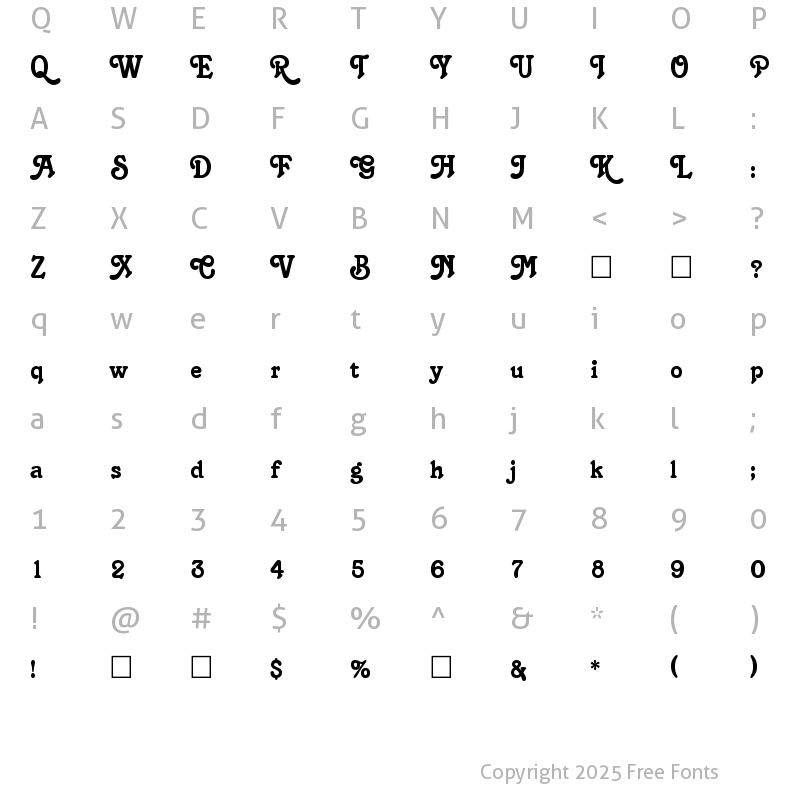 Character Map of Salina Regular