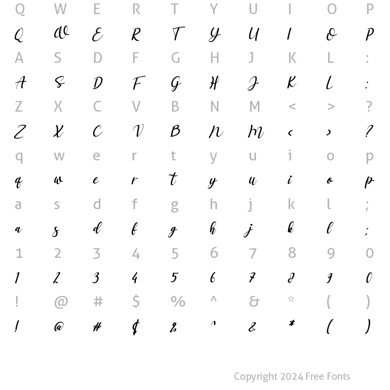 Character Map of Salista Italic