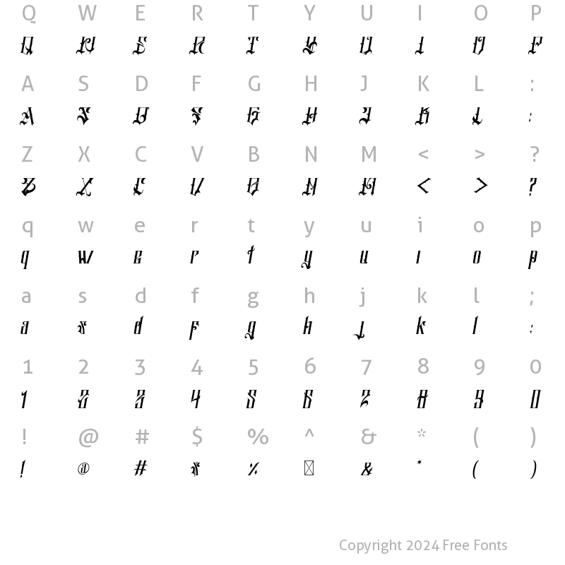 Character Map of Salliery Outline