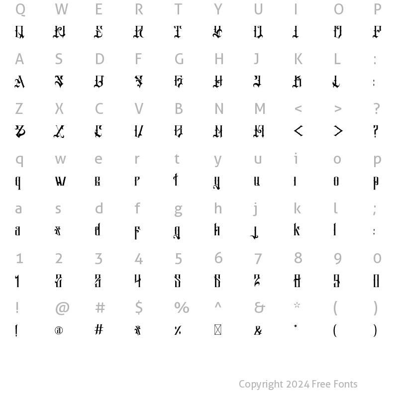 Character Map of Salliery Regular