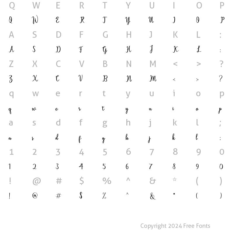 Character Map of Sallita Regular