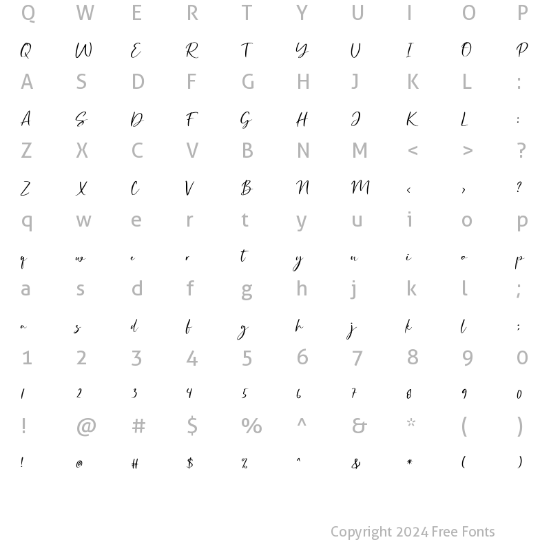 Character Map of Sallomita Regular