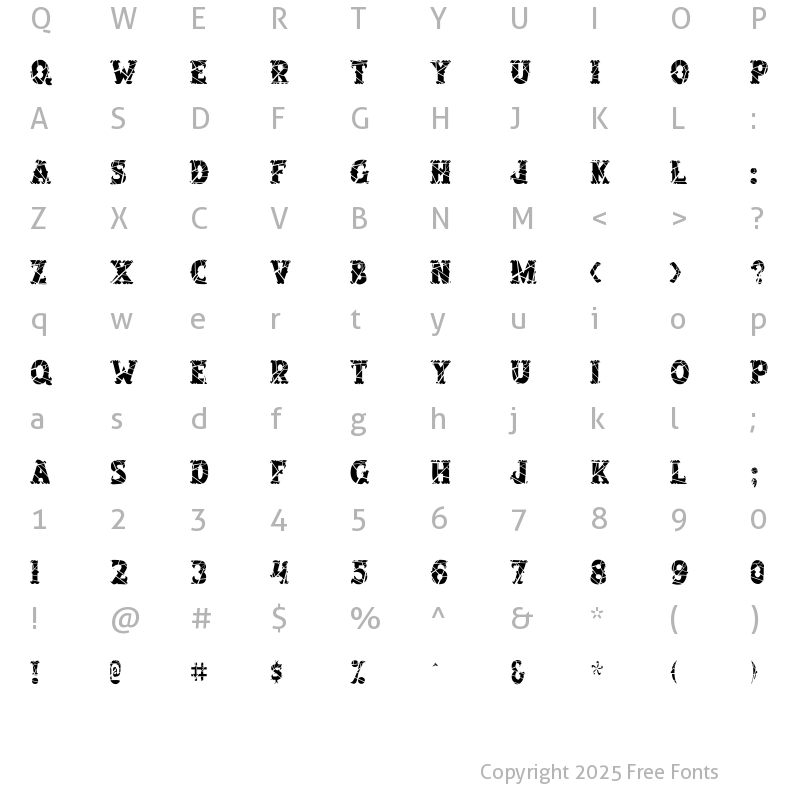 Character Map of SalloonCracked Regular