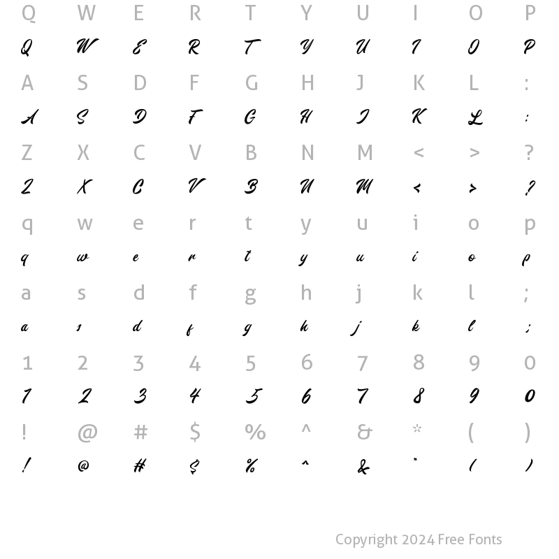 Character Map of Salmah Script Regular