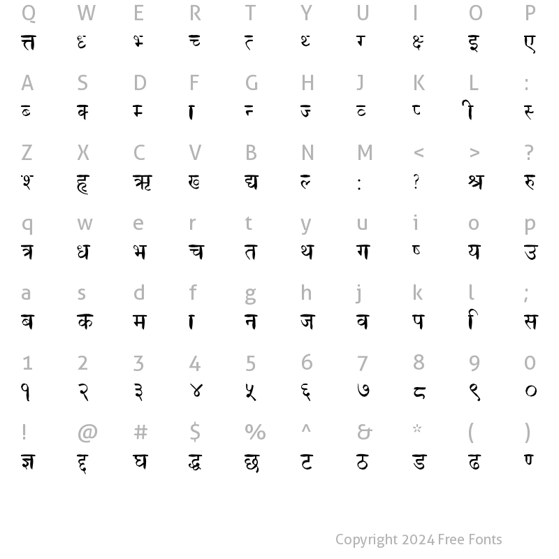 Character Map of Salonee NORMAL