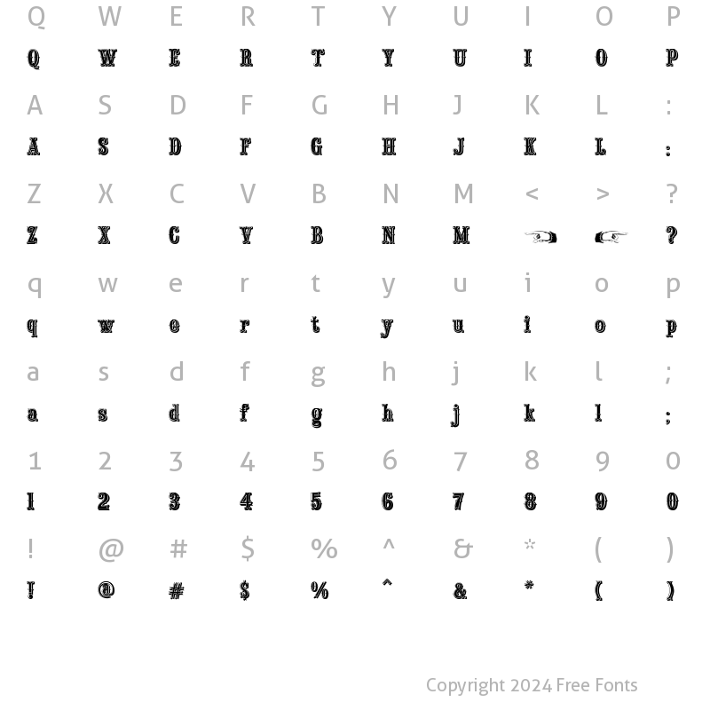 Character Map of Saloon Girl Inline Regular