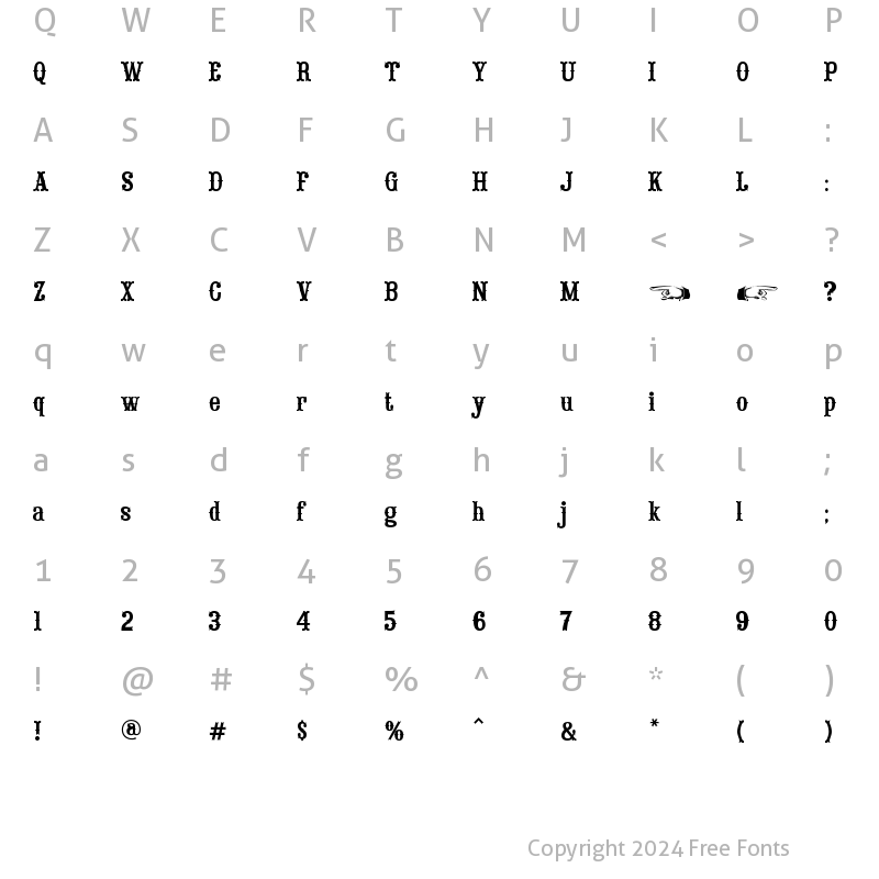 Character Map of Saloon Girl Regular