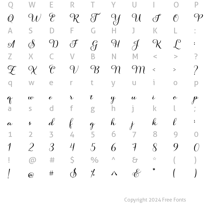 Character Map of Salsadila Script Regular