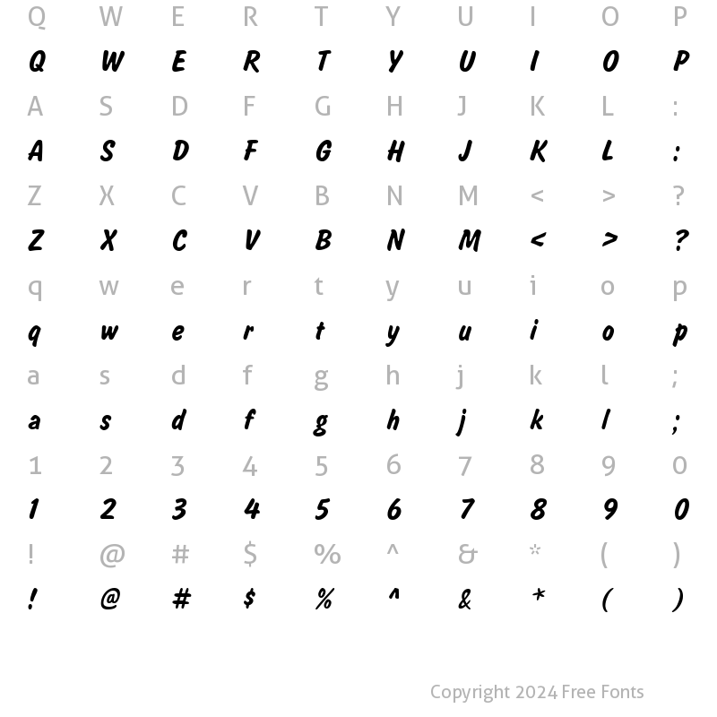 Character Map of Salsbury Regular