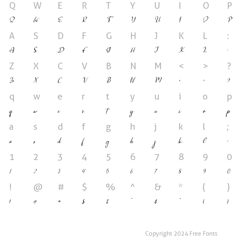 Character Map of Salta Italic