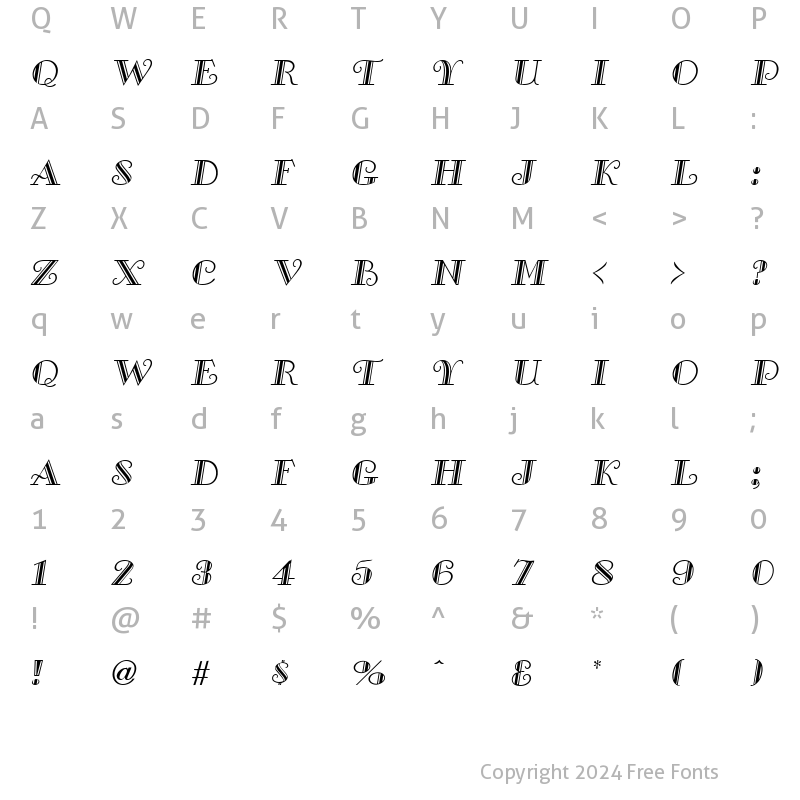 Character Map of SaltbushCaps Oblique