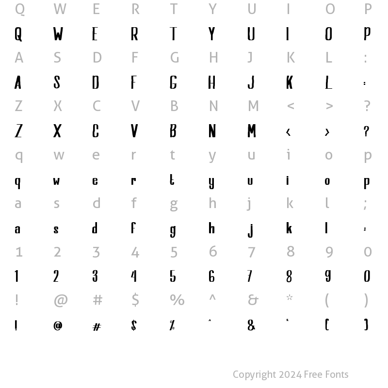 Character Map of Salvados Regular