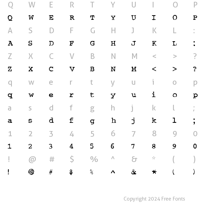 Character Map of Salvaged Regular