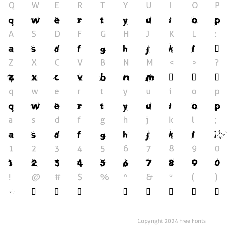 Character Map of Salvation Regular