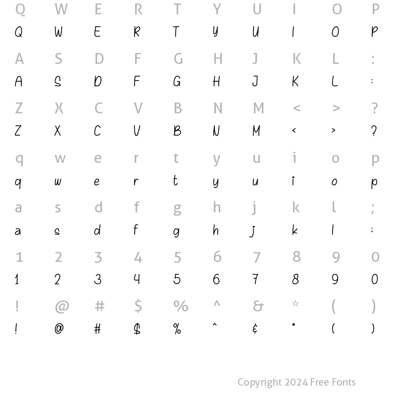 Character Map of Samantha Lynn Regular