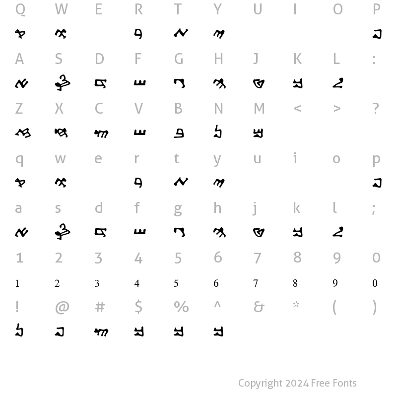 Character Map of Samaritan Regular