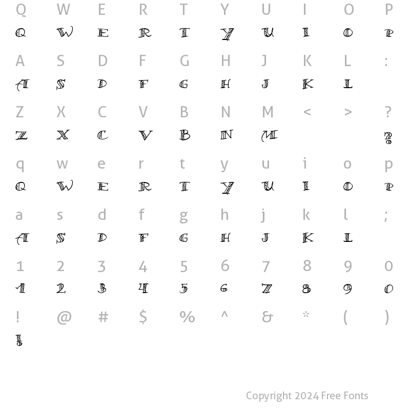 Character Map of Samba! Regular