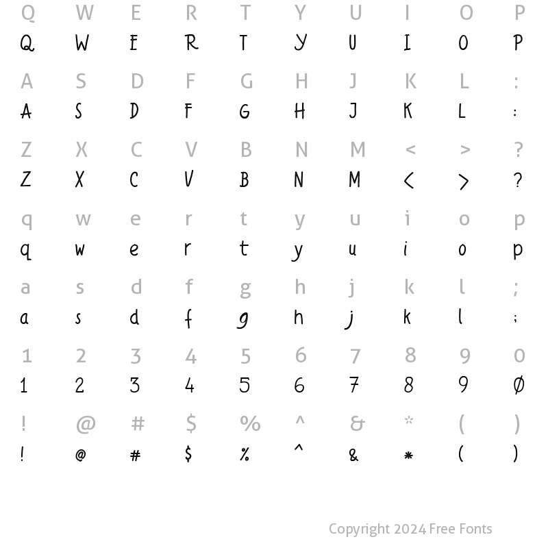 Character Map of Sambala Regular