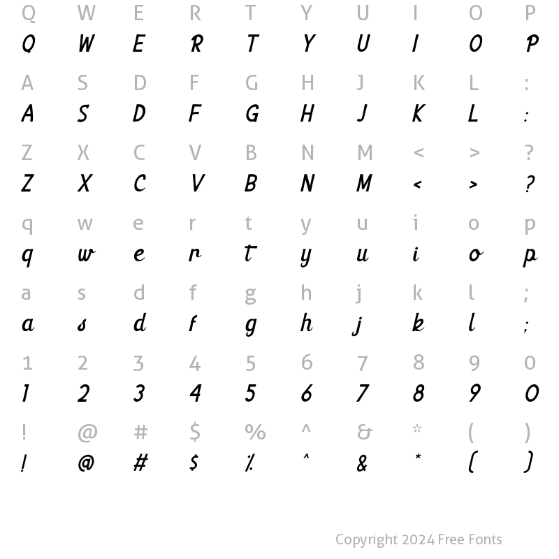 Character Map of Sambats Italic Italic