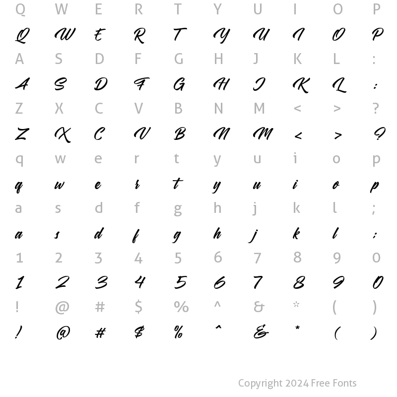 Character Map of Samble Tracie Regular