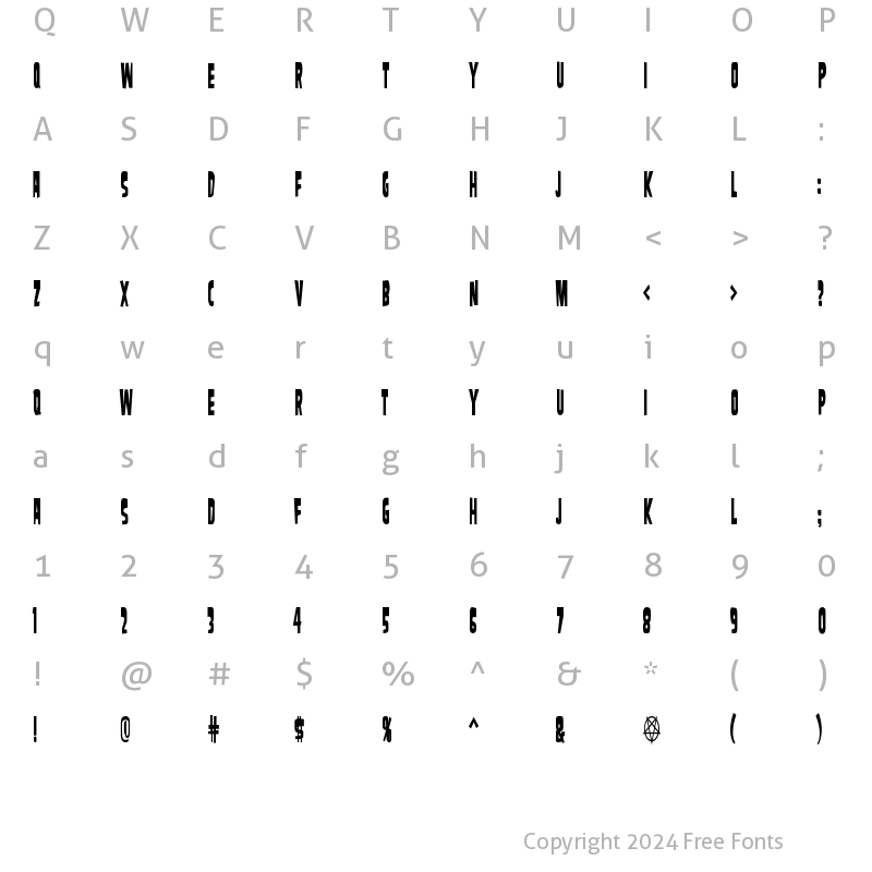 Character Map of SamdanCondensed Regular