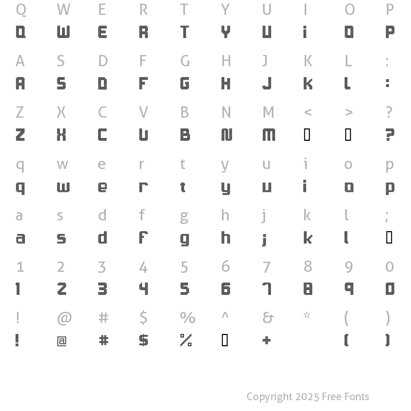 Character Map of Sam's Town Regular