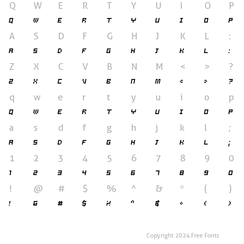 Character Map of Samson Oblique Regular