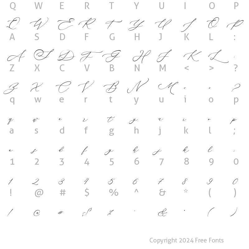 Character Map of Samudera Script Regular