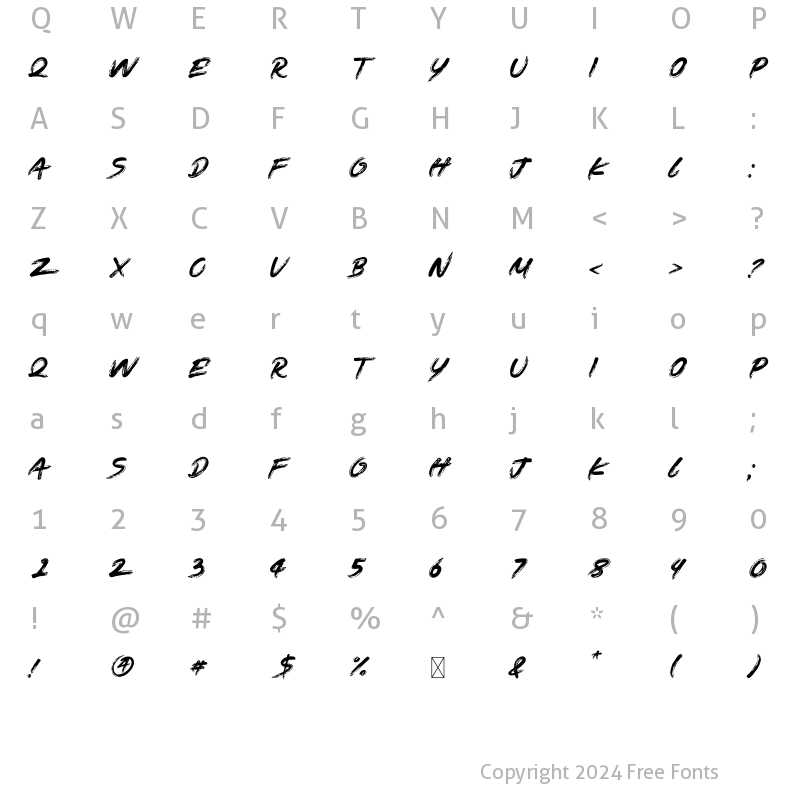 Character Map of SAMURAI SHADOW Regular